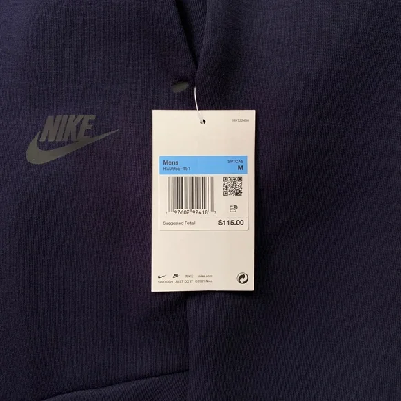 NIKE Tech Cotton Fleece Joggers – Men’s Sweatpants – MEDIUM – Navy Blue – NWT - Picture 7 of 10